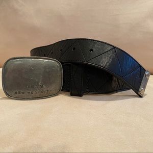 DKNY LOGO Vintage Black Leather Belt